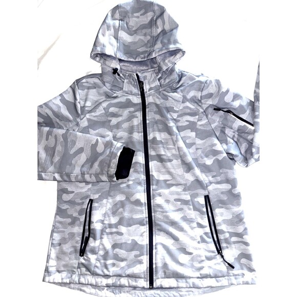 Free Country Women’s Gray Silver Chip Camo Lightweight Jacket XL Hooded - Picture 1 of 11